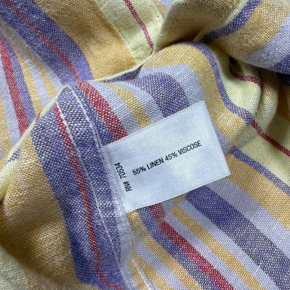 Orvis Womens Linen Blend Sleeveless Striped Shirt Yellow Purple OutSmart Fresh S - Picture 6 of 7